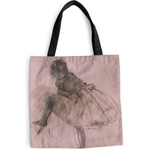 MuchoWow® Schoudertas - Strandtas - Big Shopper - Boodschappentas - Studie van een balletdanser - Schilderij van Edgar Degas - 40x40 cm - Katoenen tas