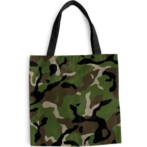 MuchoWow® Schoudertas - Strandtas - Big Shopper - Boodschappentas - Militair camouflage patroon - 45x45 cm - Katoenen tas