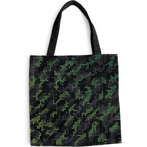 MuchoWow® Schoudertas - Strandtas - Big Shopper - Boodschappentas - Camouflage patroon van groene en grijze stippen - 40x40 cm - Katoenen tas