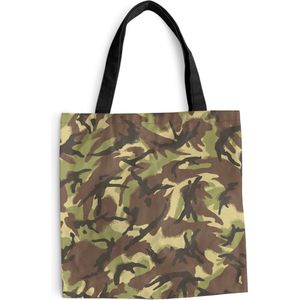 MuchoWow® Schoudertas - Strandtas - Big Shopper - Boodschappentas - Camouflage patroon in natuurlijke kleuren - 40x40 cm - Katoenen tas