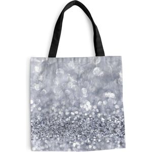 MuchoWow® Schoudertas - Strandtas - Big Shopper - Boodschappentas - Zilveren glitters - 40x40 cm - Katoenen tas