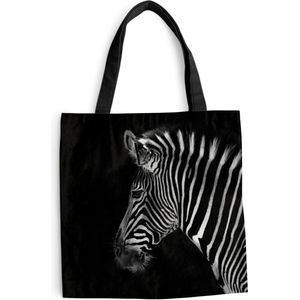 MuchoWow® Schoudertas - Strandtas - Big Shopper - Boodschappentas - Zebra - Wilde dieren - Zwart - 40x40 cm - Katoenen tas