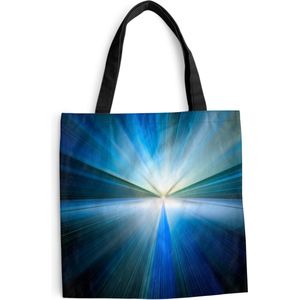 MuchoWow® Schoudertas - Strandtas - Big Shopper - Boodschappentas - Abstracte afbeelding met een blauwe gloed - 40x40 cm - Katoenen tas