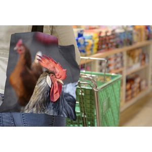 MuchoWow® Schoudertas - Strandtas - Big Shopper - Boodschappentas - Rode hanenkam op het hoofd van deze haan - 40x40 cm - Katoenen tas