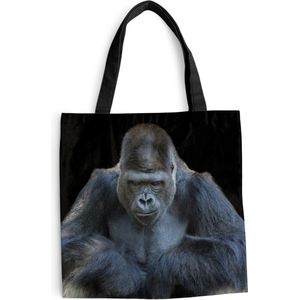 MuchoWow® Schoudertas - Strandtas - Big Shopper - Boodschappentas - Een Gorilla kijkt indrukwekkend in de camera - 40x40 cm - Katoenen tas