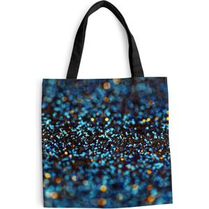 MuchoWow® Schoudertas - Strandtas - Big Shopper - Boodschappentas - Glitter - Blauw - Abstract - Design - 45x45 cm - Katoenen tas
