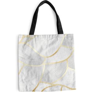 MuchoWow® Schoudertas - Strandtas - Big Shopper - Boodschappentas - Abstract patroon met gouden lijnen - 40x40 cm - Katoenen tas