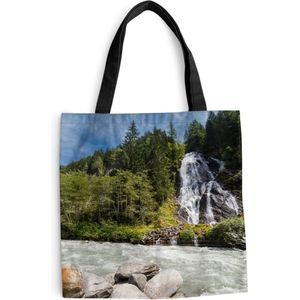 MuchoWow® Schoudertas - Strandtas - Big Shopper - Boodschappentas - Waterval bij de Grossglockner in Oostenrijk - 45x45 cm - Katoenen tas