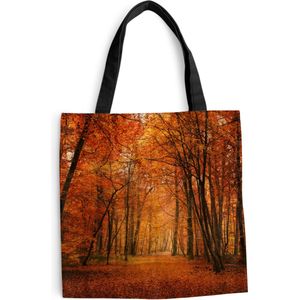MuchoWow® Schoudertas - Strandtas - Big Shopper - Boodschappentas - Een bos met herfstachtige kleuren - 40x40 cm - Katoenen tas