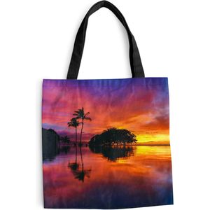 MuchoWow® Schoudertas - Strandtas - Big Shopper - Boodschappentas - Een kleurrijke zonsondergang bij Wailea Beach op het Amerikaanse Hawaii - 45x45 cm - Katoenen tas
