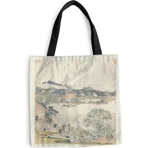 MuchoWow® Schoudertas - Strandtas - Big Shopper - Boodschappentas - De paarden-bind steen - Schilderij van Katsushika Hokusai - 45x45 cm - Katoenen tas