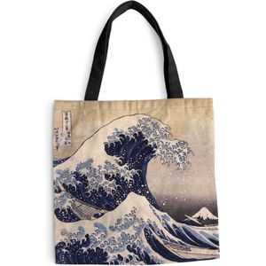 MuchoWow® Schoudertas - Strandtas - Big Shopper - Boodschappentas - De grote golf van Kanagawa - schilderij van Katsushika Hokusai - 40x40 cm - Katoenen tas