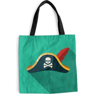 MuchoWow® Schoudertas - Strandtas - Big Shopper - Boodschappentas - Kinderillustratie van een piratenhoed - 40x40 cm - Katoenen tas