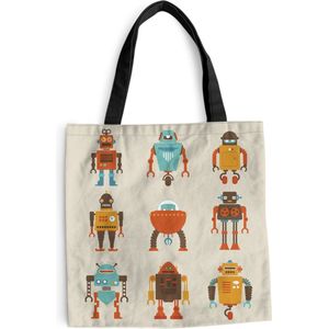 MuchoWow® Schoudertas - Strandtas - Big Shopper - Boodschappentas - Illustratie - Kinderen - Robot - 45x45 cm - Katoenen tas