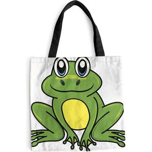 MuchoWow® Schoudertas - Strandtas - Big Shopper - Boodschappentas - Kikker - Cartoon - Wit - 40x40 cm - Katoenen tas