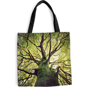 MuchoWow® Schoudertas - Strandtas - Big Shopper - Boodschappentas - Kalmerende takken van een groene boom - 45x45 cm - Katoenen tas