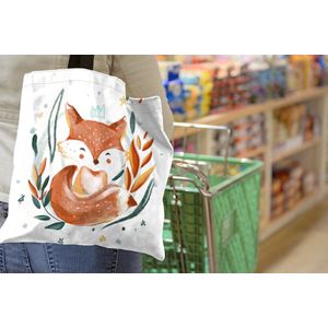 MuchoWow® Schoudertas - Strandtas - Big Shopper - Boodschappentas - Illustratie van een baby vos - 45x45 cm - Katoenen tas