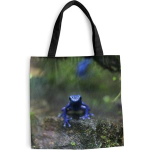 MuchoWow® Schoudertas - Strandtas - Big Shopper - Boodschappentas - Blauwe kikker in de jungle - 45x45 cm - Katoenen tas
