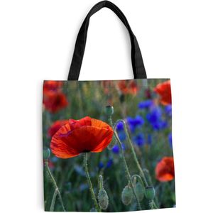 MuchoWow® Schoudertas - Strandtas - Big Shopper - Boodschappentas - Kleurrijke Klaprozen in Nederland - 45x45 cm - Katoenen tas