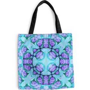 MuchoWow® Schoudertas - Strandtas - Big Shopper - Boodschappentas - Een kleurrijk naadloos mozaïekpatroon op blauwe en violette kleur - 45x45 cm - Katoenen tas