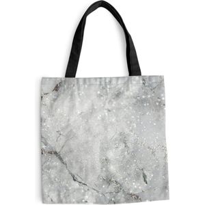 MuchoWow® Schoudertas - Strandtas - Big Shopper - Boodschappentas - Marmer - Glitter -Zilver - 40x40 cm - Katoenen tas