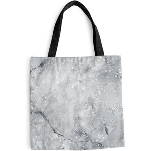 MuchoWow® Schoudertas - Strandtas - Big Shopper - Boodschappentas - Marmer - Glitter - Grijs - 40x40 cm - Katoenen tas