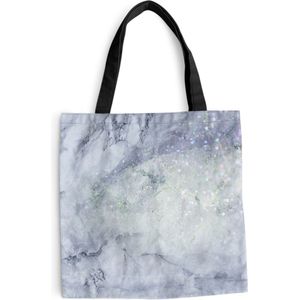 MuchoWow® Schoudertas - Strandtas - Big Shopper - Boodschappentas - Marmer - Glitter - Blauw - 40x40 cm - Katoenen tas