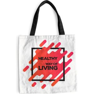 MuchoWow® Schoudertas - Strandtas - Big Shopper - Boodschappentas - Quotes - 'Healthy isn't a goal it's a way of living' - Spreuken - 40x40 cm - Katoenen tas