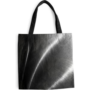 MuchoWow® Schoudertas - Strandtas - Big Shopper - Boodschappentas - Metaal print - Zilver - Zwart - Wit - 40x40 cm - Katoenen tas