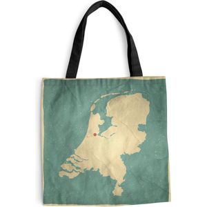 MuchoWow® Schoudertas - Strandtas - Big Shopper - Boodschappentas - Illustratie van Nederland tegen een azuurblauwe achtergrond - 40x40 cm - Katoenen tas