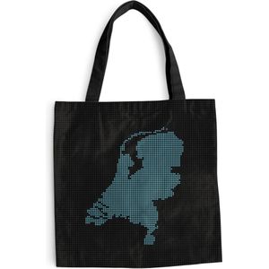 MuchoWow® Schoudertas - Strandtas - Big Shopper - Boodschappentas - Illustratie van een blauw Nederland tegen een zwarte achtergrond. - 40x40 cm - Katoenen tas