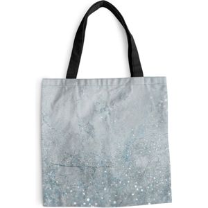 MuchoWow® Schoudertas - Strandtas - Big Shopper - Boodschappentas - Marmer - Blauw - Glitter - 40x40 cm - Katoenen tas