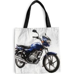 MuchoWow® Schoudertas - Strandtas - Big Shopper - Boodschappentas - Close-up van een blauwe motorfiets - 40x40 cm - Katoenen tas