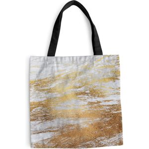 MuchoWow® Schoudertas - Strandtas - Big Shopper - Boodschappentas - Marmer - Grijs - Goud - 45x45 cm - Katoenen tas