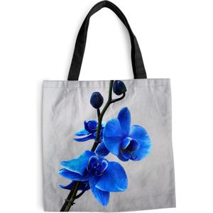 MuchoWow® Schoudertas - Strandtas - Big Shopper - Boodschappentas - Blauwe Orchidee - 40x40 cm - Katoenen tas