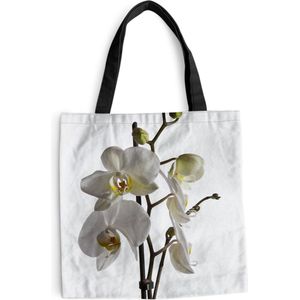MuchoWow® Schoudertas - Strandtas - Big Shopper - Boodschappentas - Witte mot orchidee - 40x40 cm - Katoenen tas