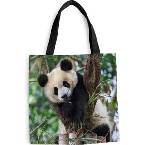 MuchoWow® Schoudertas - Strandtas - Big Shopper - Boodschappentas - Panda - Dieren - Jungle - Natuur - 40x40 cm - Katoenen tas