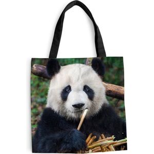 MuchoWow® Schoudertas - Strandtas - Big Shopper - Boodschappentas - Panda - Bamboe - Natuur - 40x40 cm - Katoenen tas