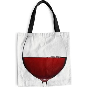 MuchoWow® Schoudertas - Strandtas - Big Shopper - Boodschappentas - Close up van een magisch glas rode wijn - 45x45 cm - Katoenen tas