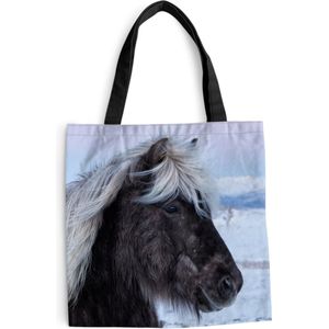 MuchoWow® Schoudertas - Strandtas - Big Shopper - Boodschappentas - Paard - Sneeuw - IJsland - 45x45 cm - Katoenen tas