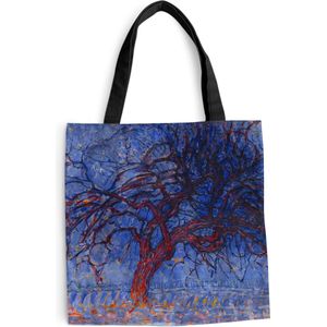 MuchoWow® Schoudertas - Strandtas - Big Shopper - Boodschappentas - Rode boom - Piet Mondriaan - 45x45 cm - Katoenen tas