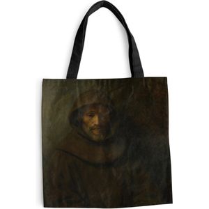 MuchoWow® Schoudertas - Strandtas - Big Shopper - Boodschappentas - De Franciscaanse monnik - Schilderij van Rembrandt van Rijn - 45x45 cm - Katoenen tas