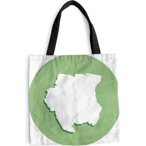 MuchoWow® Schoudertas - Strandtas - Big Shopper - Boodschappentas - De geïllustreerde grenzen van Suriname in een groen pictogram - 40x40 cm - Katoenen tas