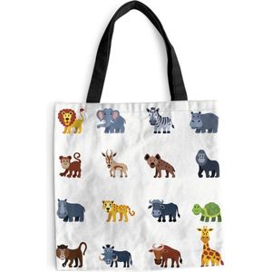 MuchoWow® Schoudertas - Strandtas - Big Shopper - Boodschappentas - Een illustratie van de big five als Emoji - 45x45 cm - Katoenen tas