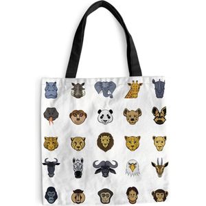 MuchoWow® Schoudertas - Strandtas - Big Shopper - Boodschappentas - Een illustratie van de big five tussen de emoji - 40x40 cm - Katoenen tas