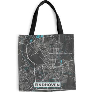 MuchoWow® Schoudertas - Strandtas - Big Shopper - Boodschappentas - Plattegrond - Eindhoven - Grijs - Blauw - 40x40 cm - Katoenen tas - Stadskaart