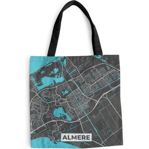 MuchoWow® Schoudertas - Strandtas - Big Shopper - Boodschappentas - Stadskaart - Almere - Grijs - Blauw - 45x45 cm - Katoenen tas