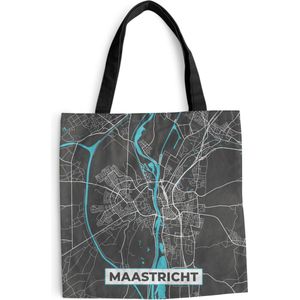 MuchoWow® Schoudertas - Strandtas - Big Shopper - Boodschappentas - Plattegrond - Maastricht - Grijs - Blauw - 40x40 cm - Katoenen tas - Stadskaart