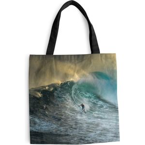 MuchoWow® Schoudertas - Strandtas - Big Shopper - Boodschappentas - Surfer op grote golfen - 45x45 cm - Katoenen tas