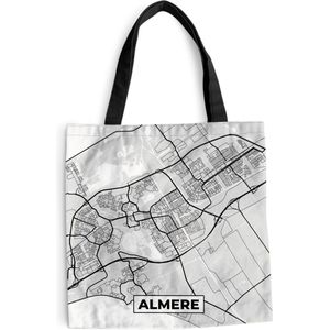 MuchoWow® Schoudertas - Strandtas - Big Shopper - Boodschappentas - Stadskaart - Almere - Grijs - Wit - 40x40 cm - Katoenen tas